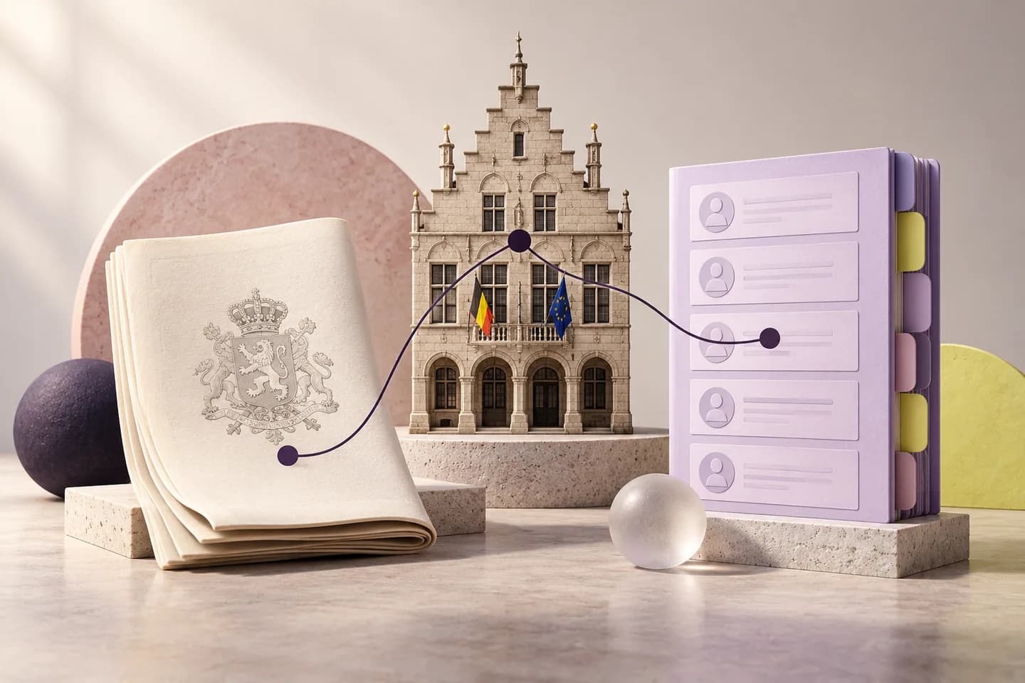 Separate Belgian registry, gazette and directory publication layers.