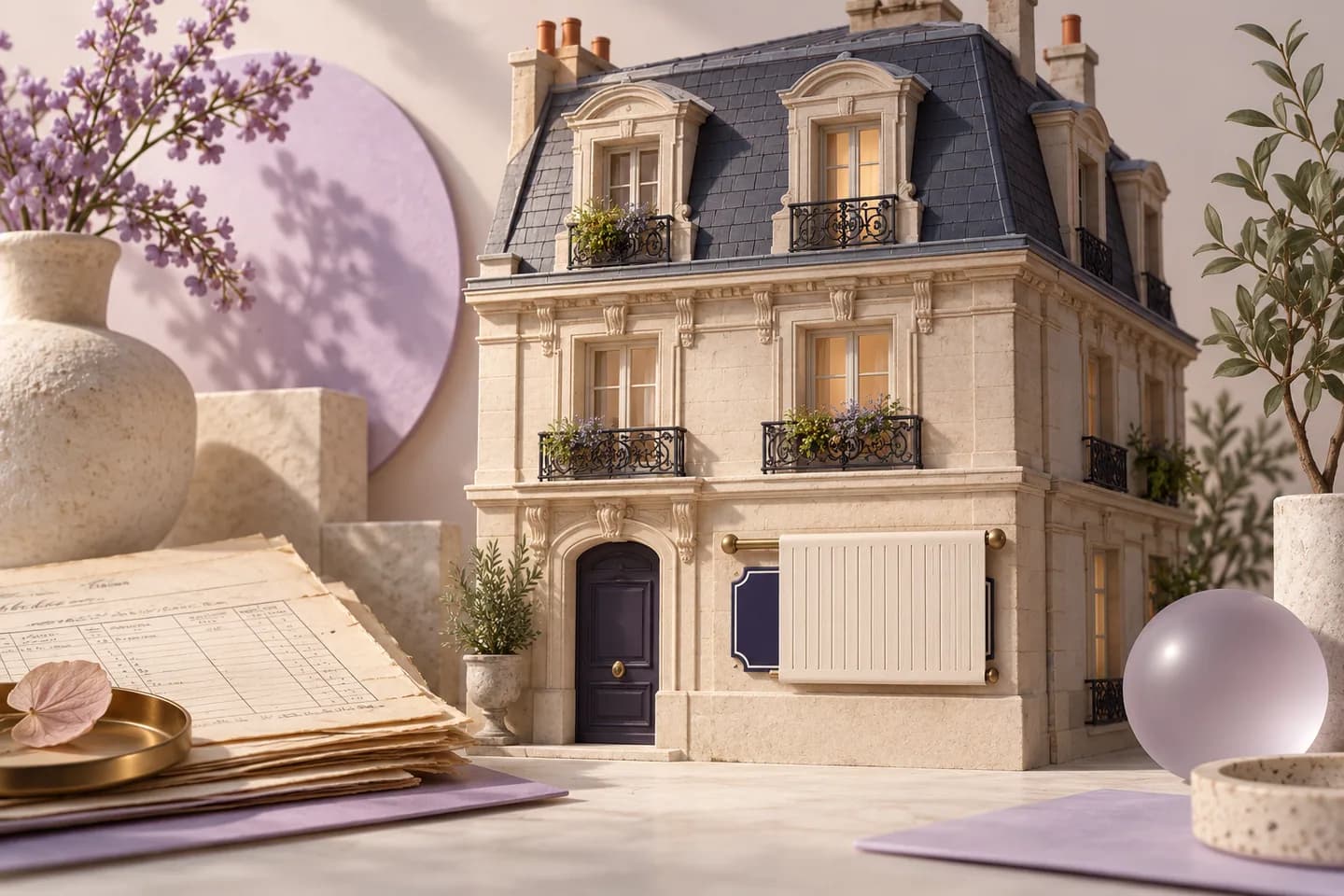 A French building facade with a shutter covering an address plaque.